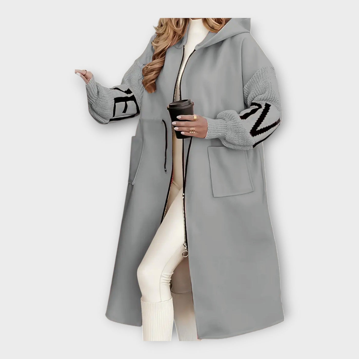 Κομψό Μακρύ Παλτό με Μοντέρνες Λεπτομέρειες